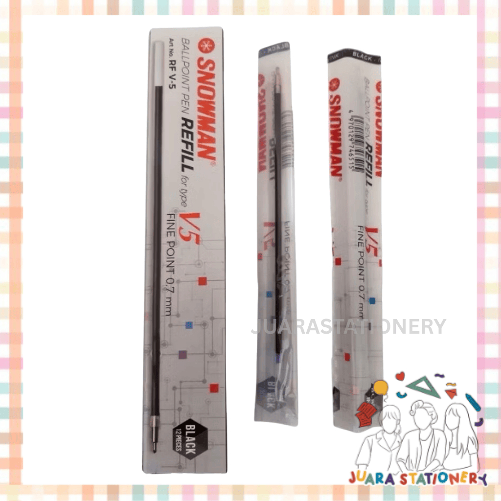 (1016) Refill Pulpen Snowman V5 Hitam 0.7mm / Refill Pulpen Isi Ulang Bolpen Refill Ballpoin V-5