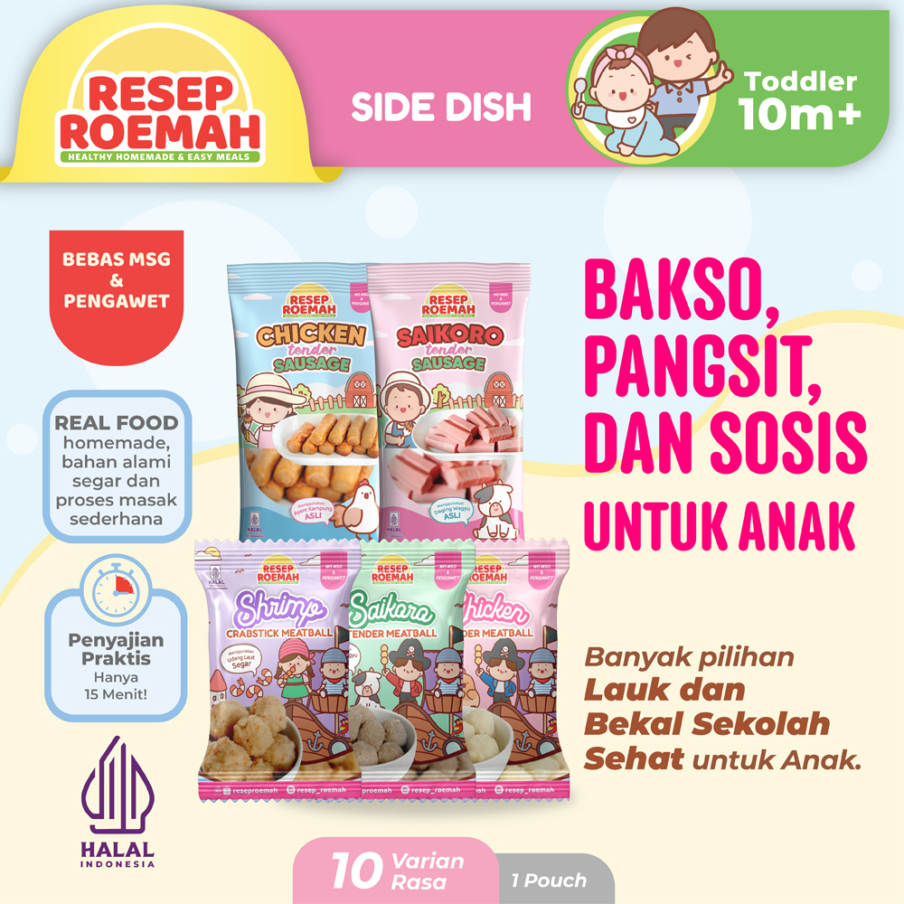 

Resep Roemah Bakso, Pangsit dan Sosis untuk Anak / Tender Meatball, Wonton and Sausage for Toddler & Kids