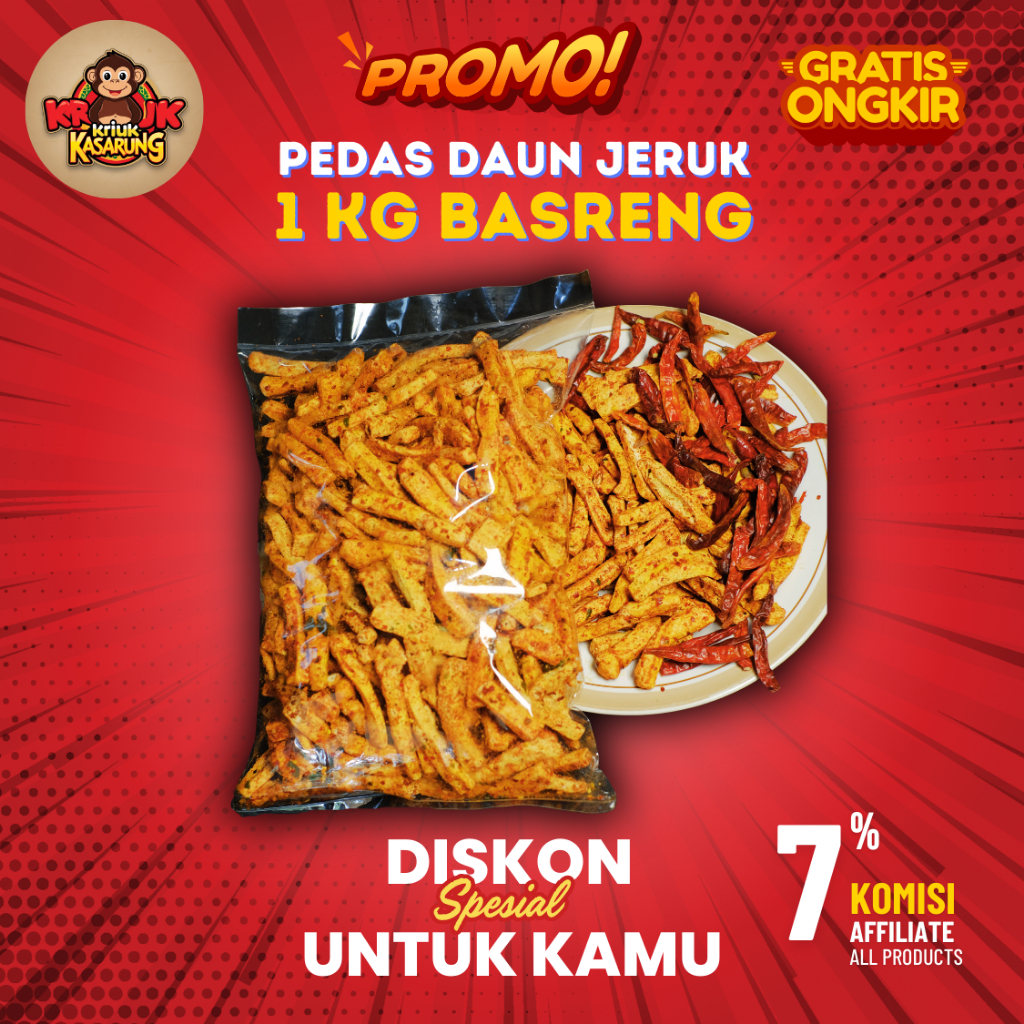 

Basreng Kering Pedas Daun Jeruk 1 KG | Cemilan Baso Goreng Pedas dan Renyah Rasa pedas daun jeruk