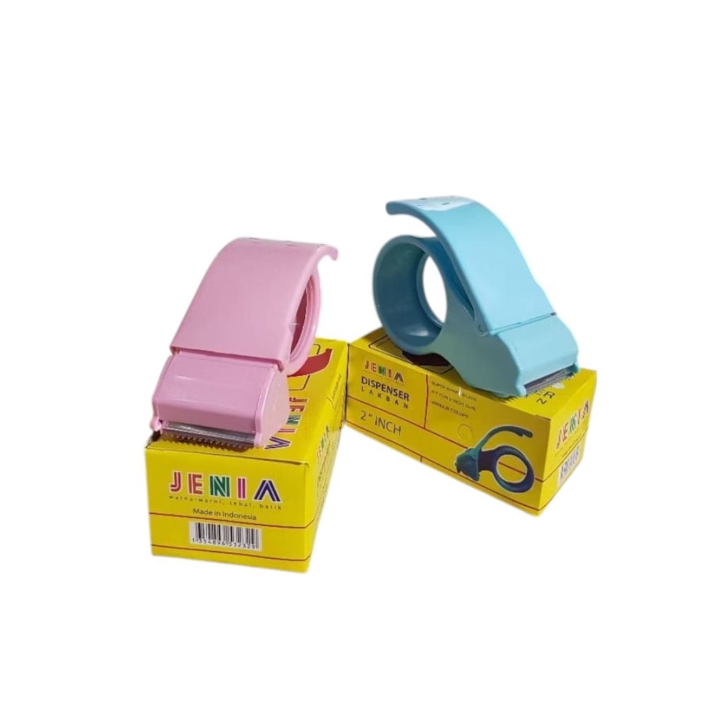 

Tape Dispenser/Rumah lakban 2 inch Pink & Biru Tosca, Pemotong lakban JENIA