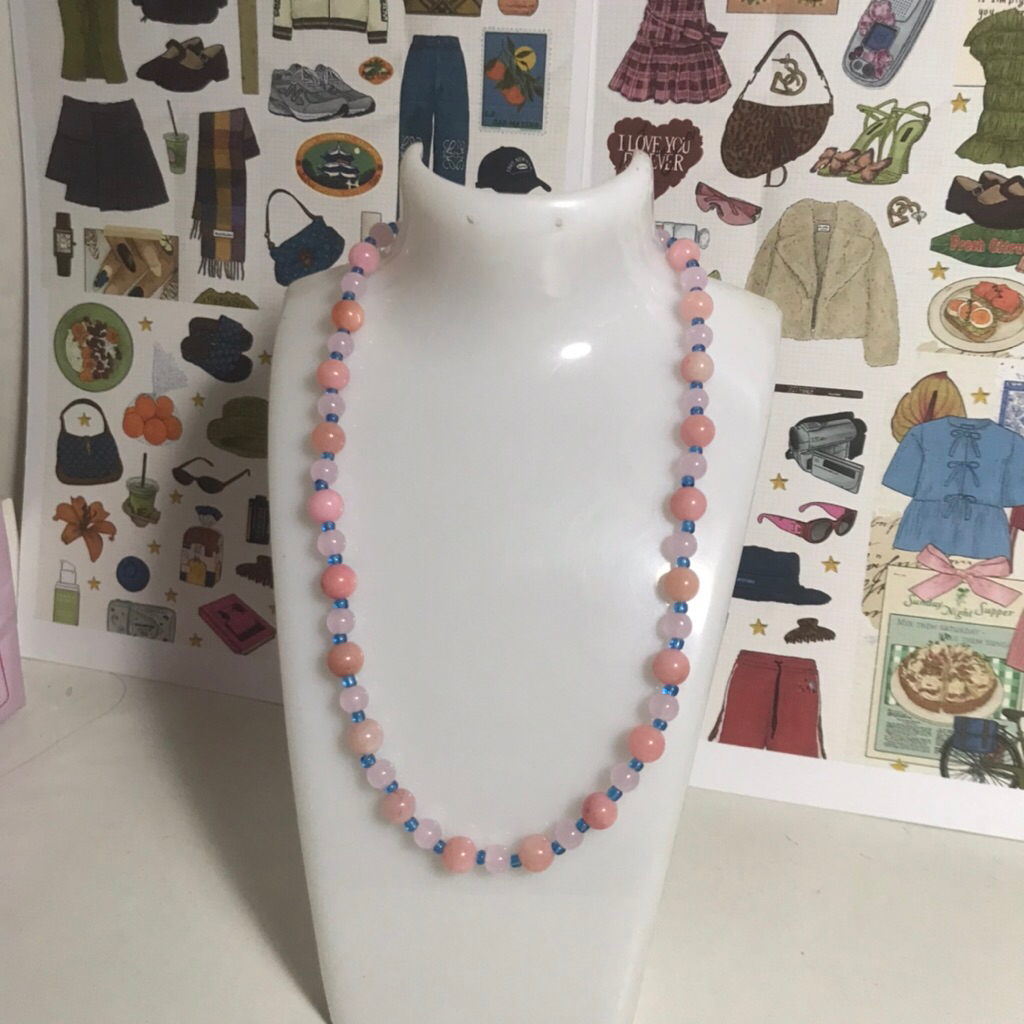 kalung manik-manik | manik batuan | manik kaca