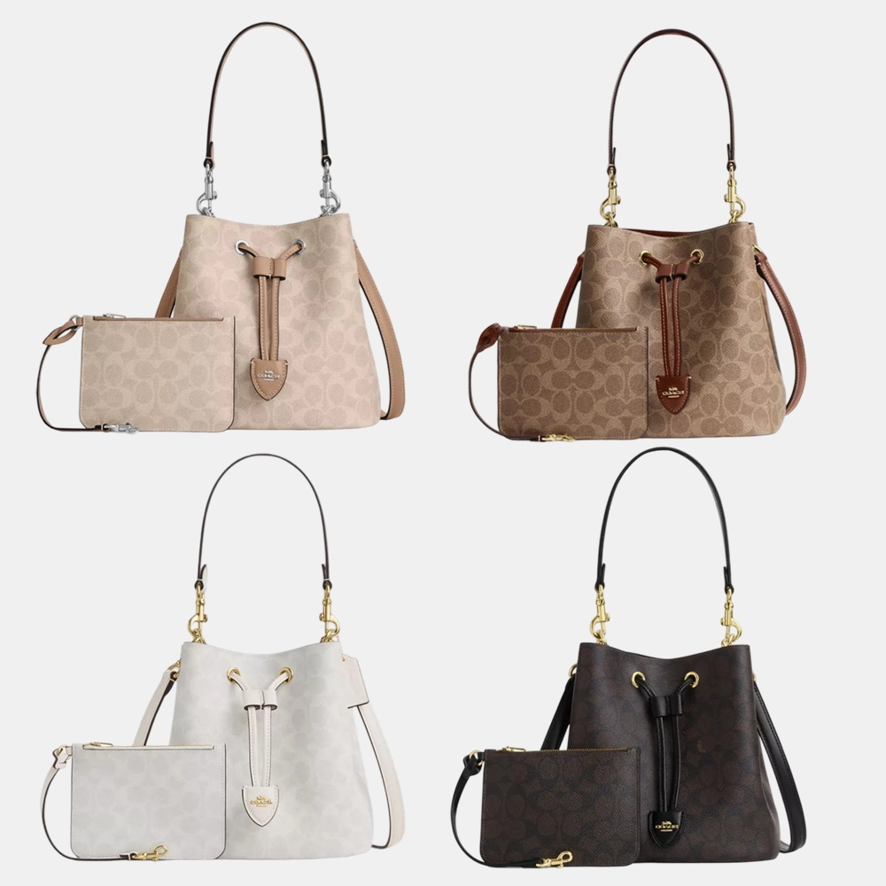 COACH Rowan Bucket Bag In Signature Canvas Handbag Including Small Wallet Tas Selempang Tas Kurir Te