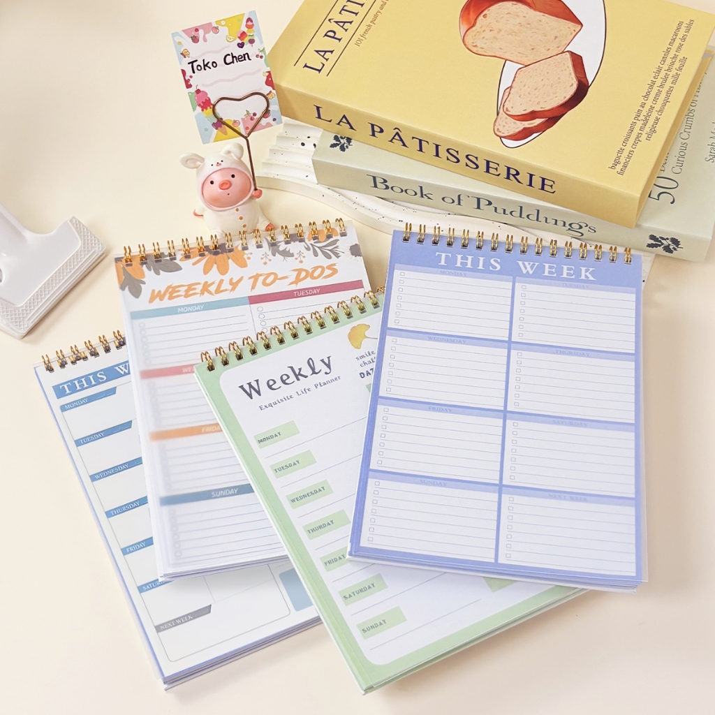 

(NON CUSTOM) Buku Catatan HARIAN A5 Bentuk Warna Terikat Spiral Perencana kumparan warna macaron spot, jadwal flip, buku catatan disiplin diri, buku kumparan harian dan mingguan