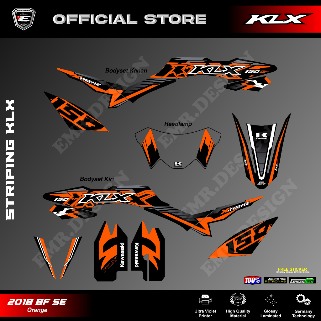 Striping KLX 150 2018 BF SE Xtreme Orange