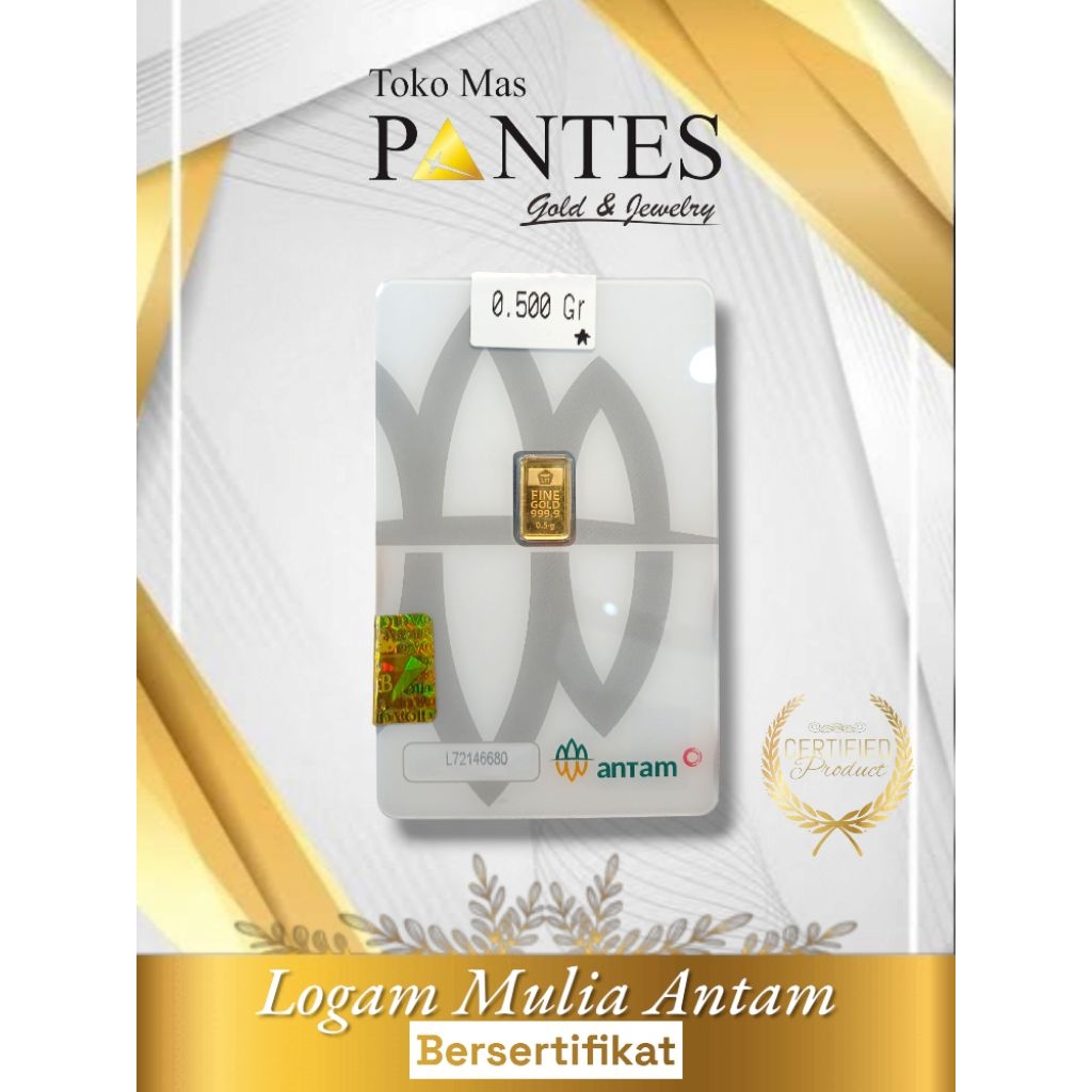 LM Antam 0,500 gram , Logam Mulia Bersertifikat