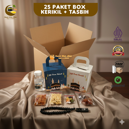 

Paket Haji & Umroh Gift Box | 25 Paket Tasbih & Kerikil | Souvenir Oleh-Oleh Umroh