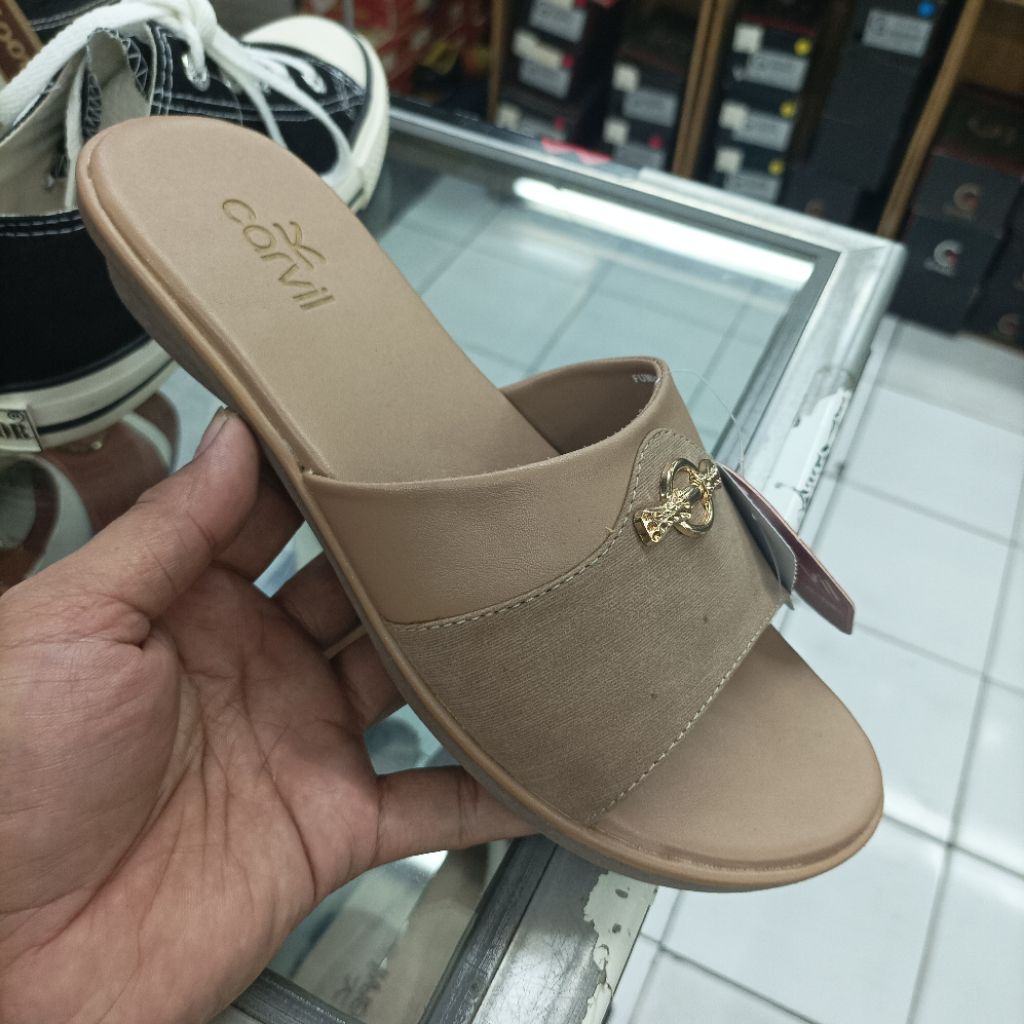 sandal casual wanita Carvil kinara 02 original hitam sandal teplek