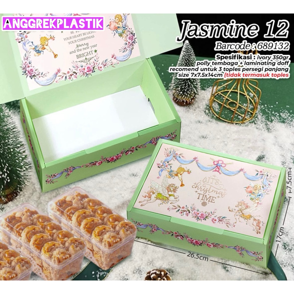 dus box toples persegi kue kering Natal Christmas Jasmine