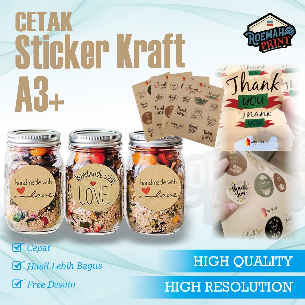 

Print Stiker Kraft Label Toples Kue / Stiker Label Kemasan Produk Makanan - Kilat SEHARI JADI (Print+Cutting) Stiker Label