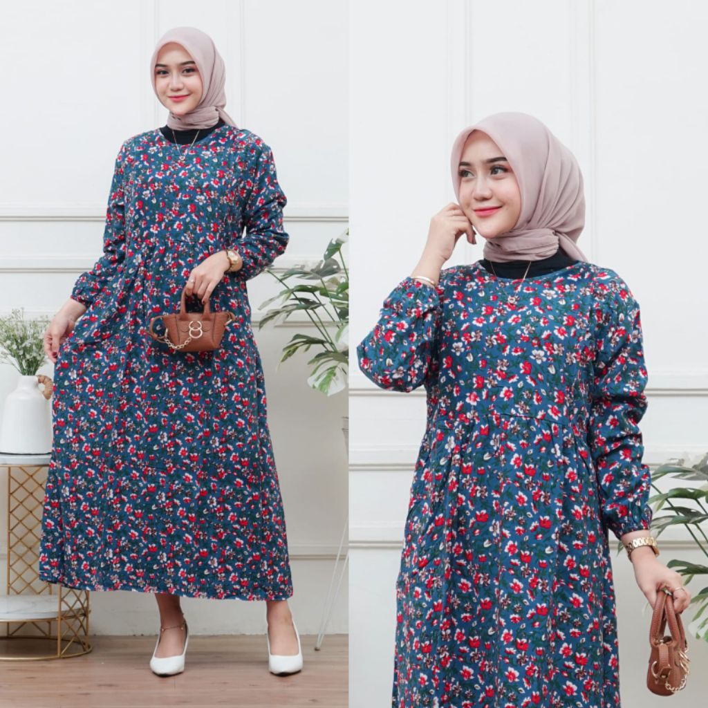 ABAYA MIDI DRESS MASA KINI MOTIF BUNGA