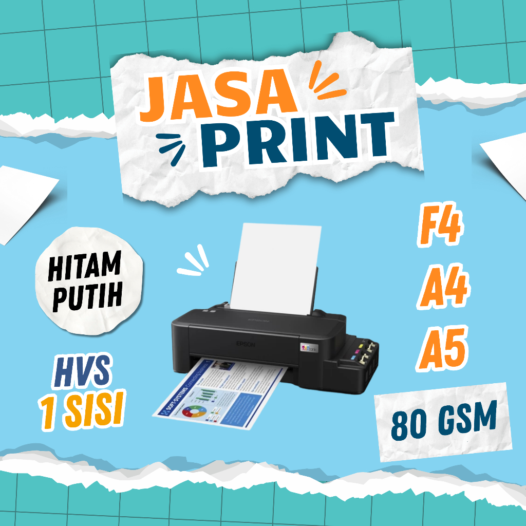 Jasa Print Hitam Putih HVS 80 gsm F4 A4 A5