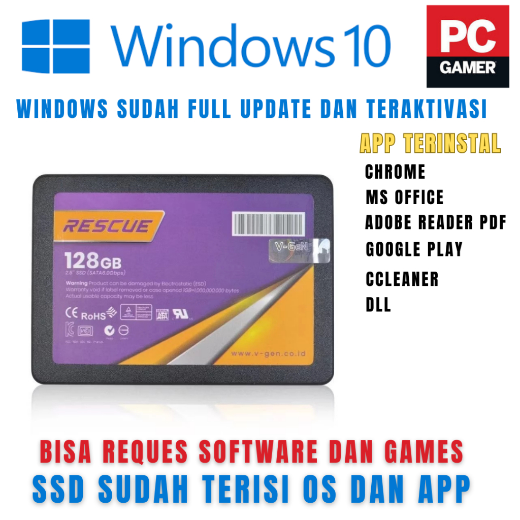 V-Gen Rescue 128GB SSD SATA III 2.5" Drive windows 10
