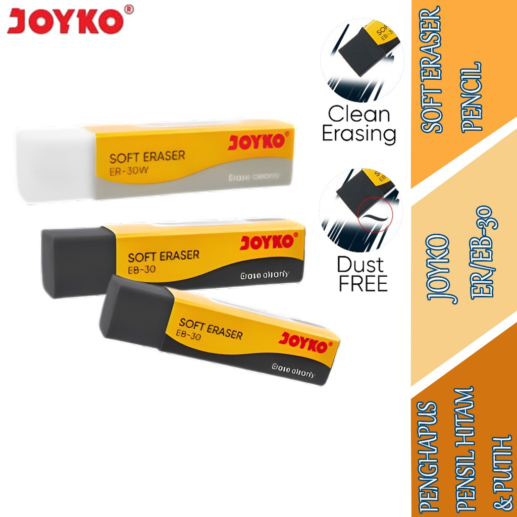 

Penghapus Pensil Hitam & Putih - Joyko - Soft Eraser Pencil - ER-30W & EB-30
