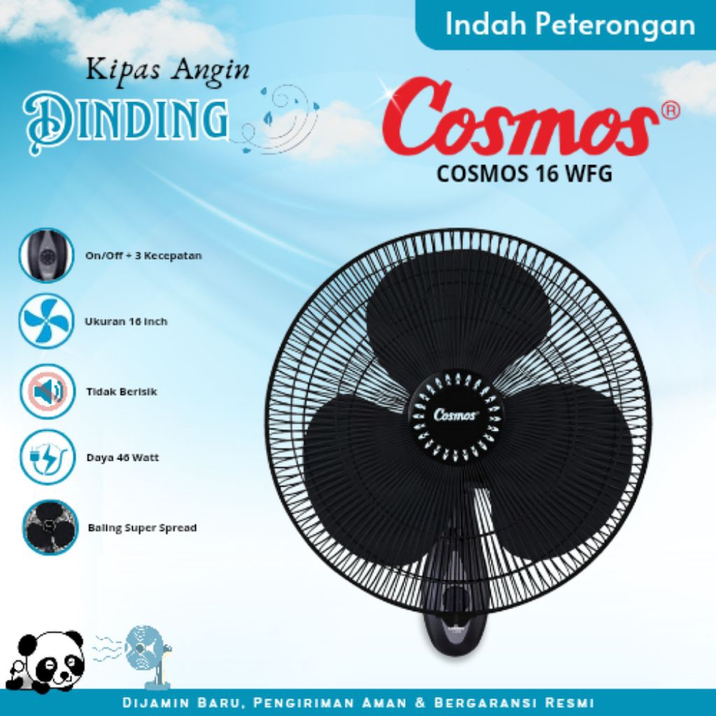 KIPAS ANGIN DINDING COSMOS 16 INCH/WALL FAN 16 INCH/KIPAS ANGIN TEMPEL DINDING 16INCH MURAH