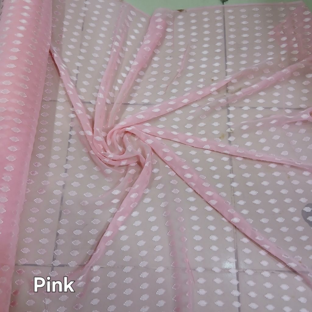 Kain bahan sifon motif dot / Kain sifon super premium / Kain sifon import