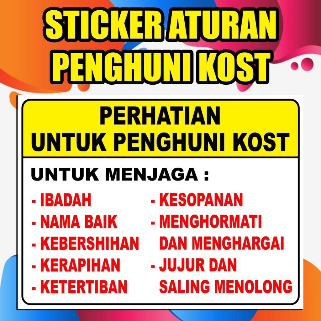 

STIKER ATURAN PENGHUNI KOST