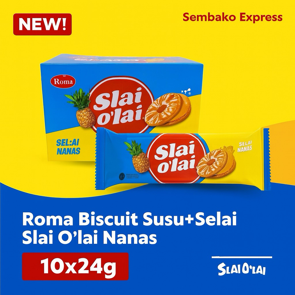 

Roma Slai O’lai Nanas Biskuit Isi Selai 10x24g