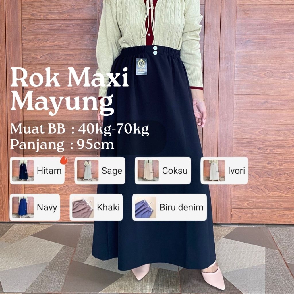Rok Mayung Model A Line Panjang Polos Wanita
