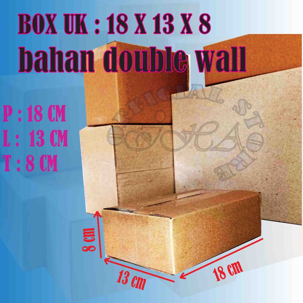 

Kardus ukuran 18x13x8 cm BAHAN DOUBLE WALL box packing murah dus paket