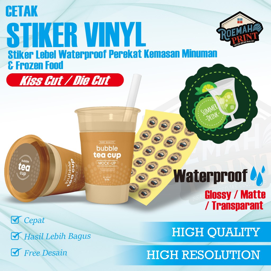 Stiker Kemasan Minuman & Frozen Food Waterproof
