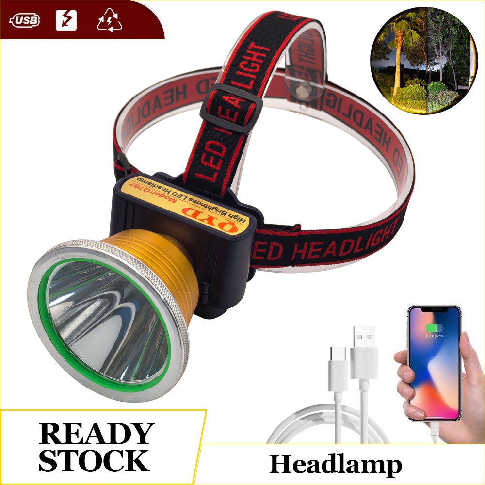 QYD Q782 Headlamp LED Outdoor Senter Kepala Cahaya Maksimal Plus Recharge USB Powerbank