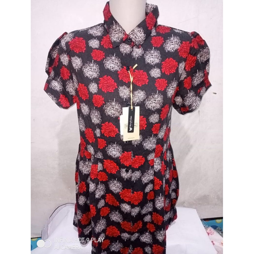 Promo Blouse Baju Kemeja Wanita MPD Emba Flower Black Size S Dan M