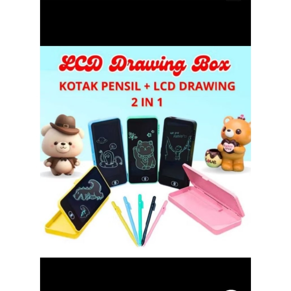 

kotak pensil + lcd drawing / kotak pensil 2 in ukuran 100 x 201 x 22 mm - lcd drawing bok / kotak pensil besar