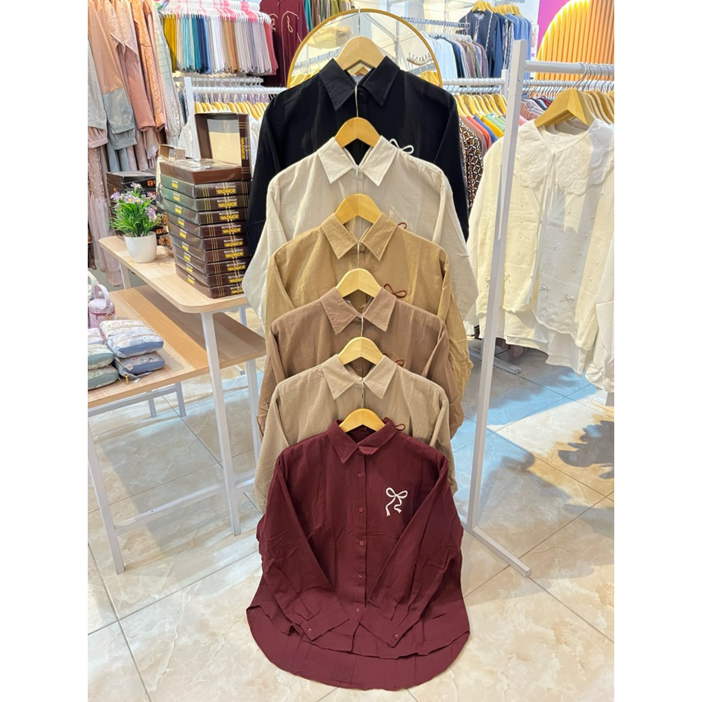 Kemeja Wanita Kekinian/ Kemeja Kekinian/ Kemeja Pita/ Atasan Wanita Panjang/ Kemeja cute