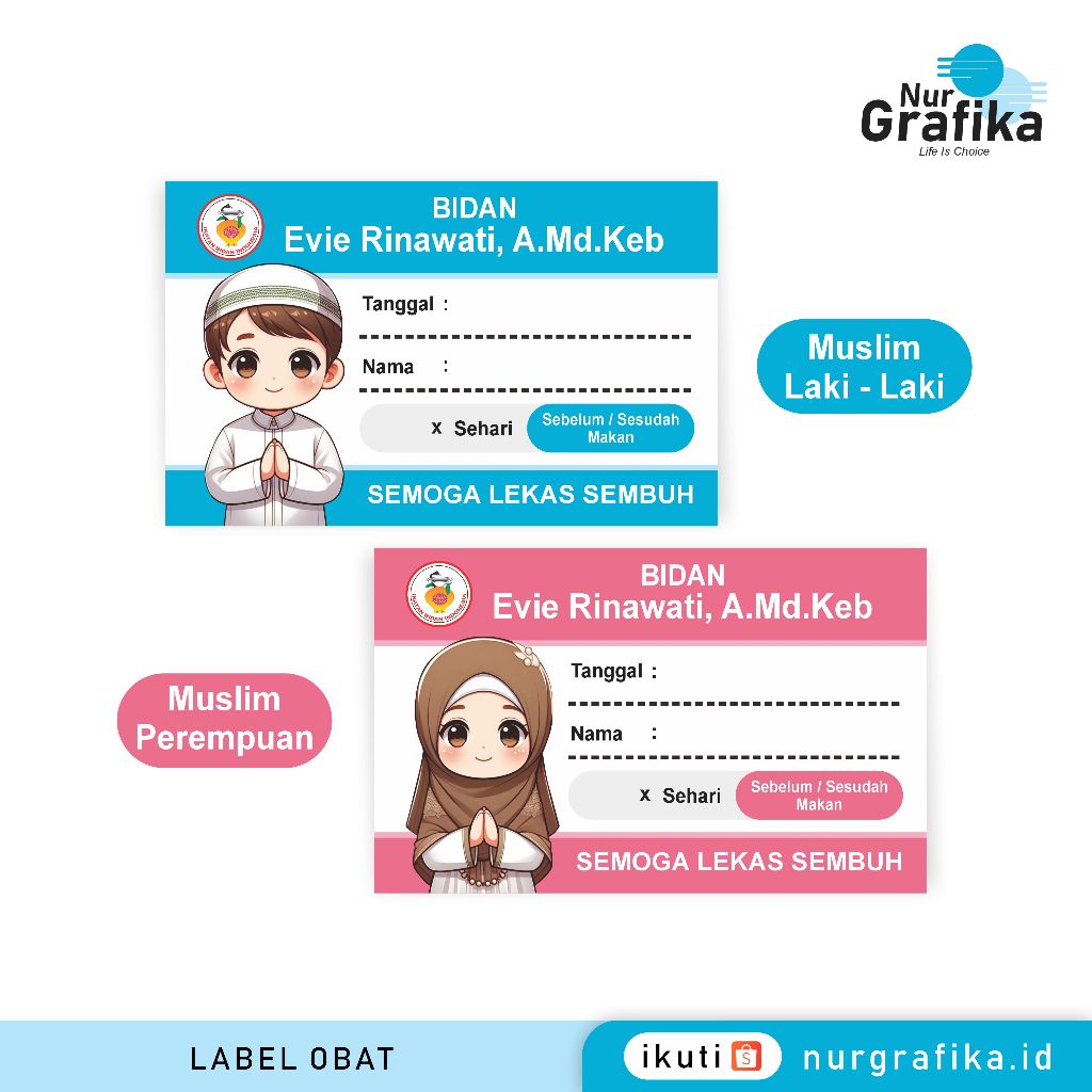 

1Pack Label Obat Sirup Kartun Muslim