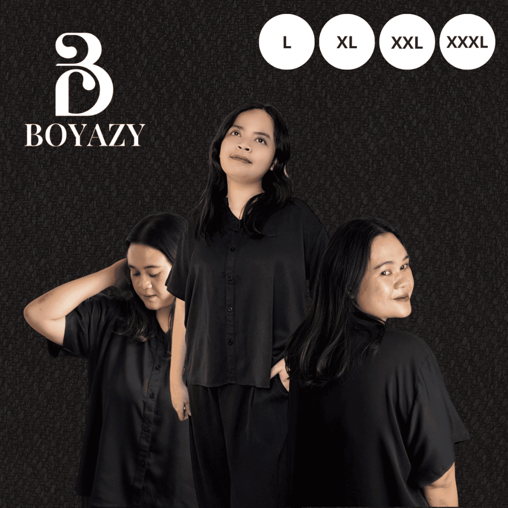 BOYAZY Baju one Set Setelan Wanita Pendek Panjang Rayon Premium Jumbo Hitam (LD 110, 120, 130, 140)