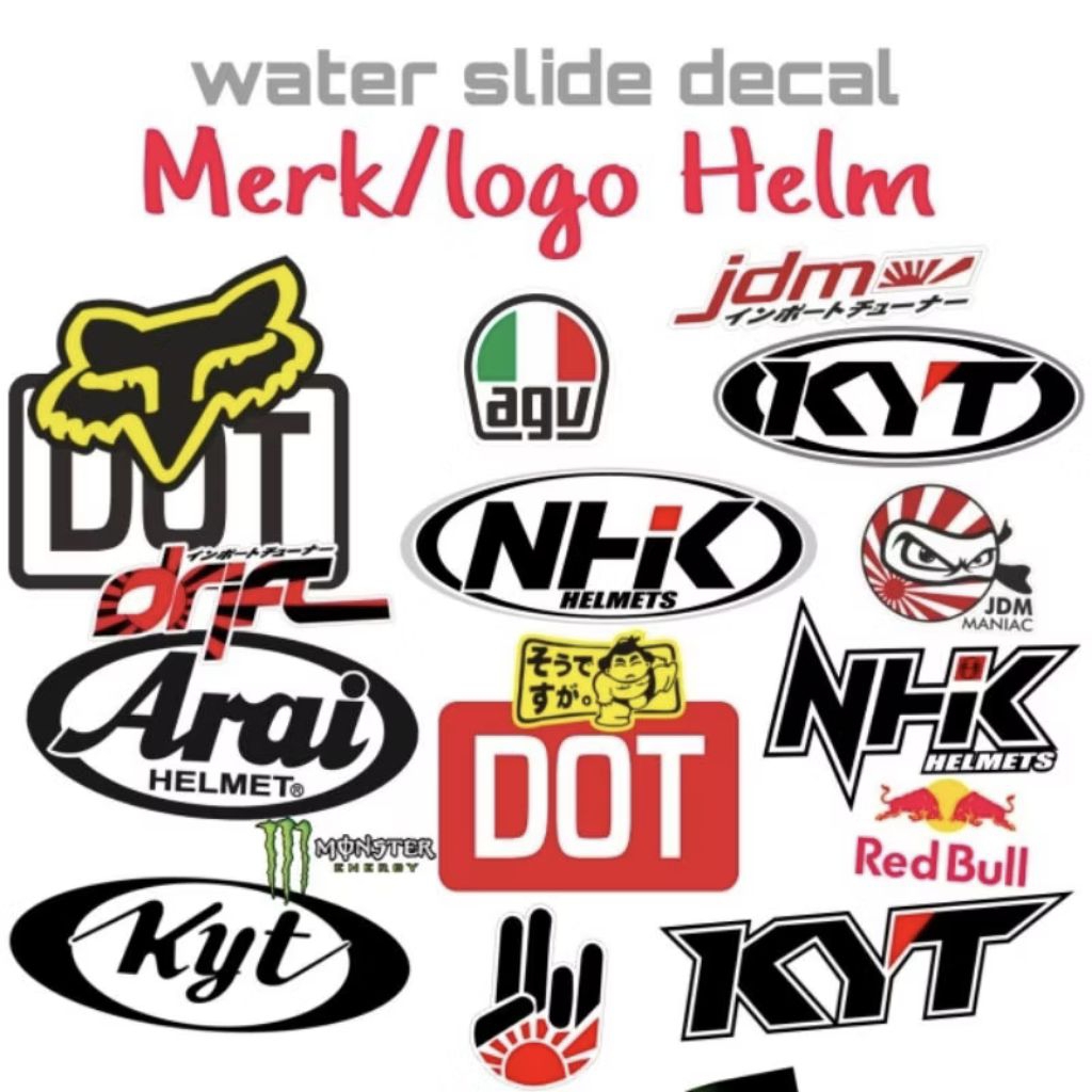 Stiker Waterslide decal merk helm kyt arai nhk redbull spnsor otomotif dll   / Water Decal Sticker