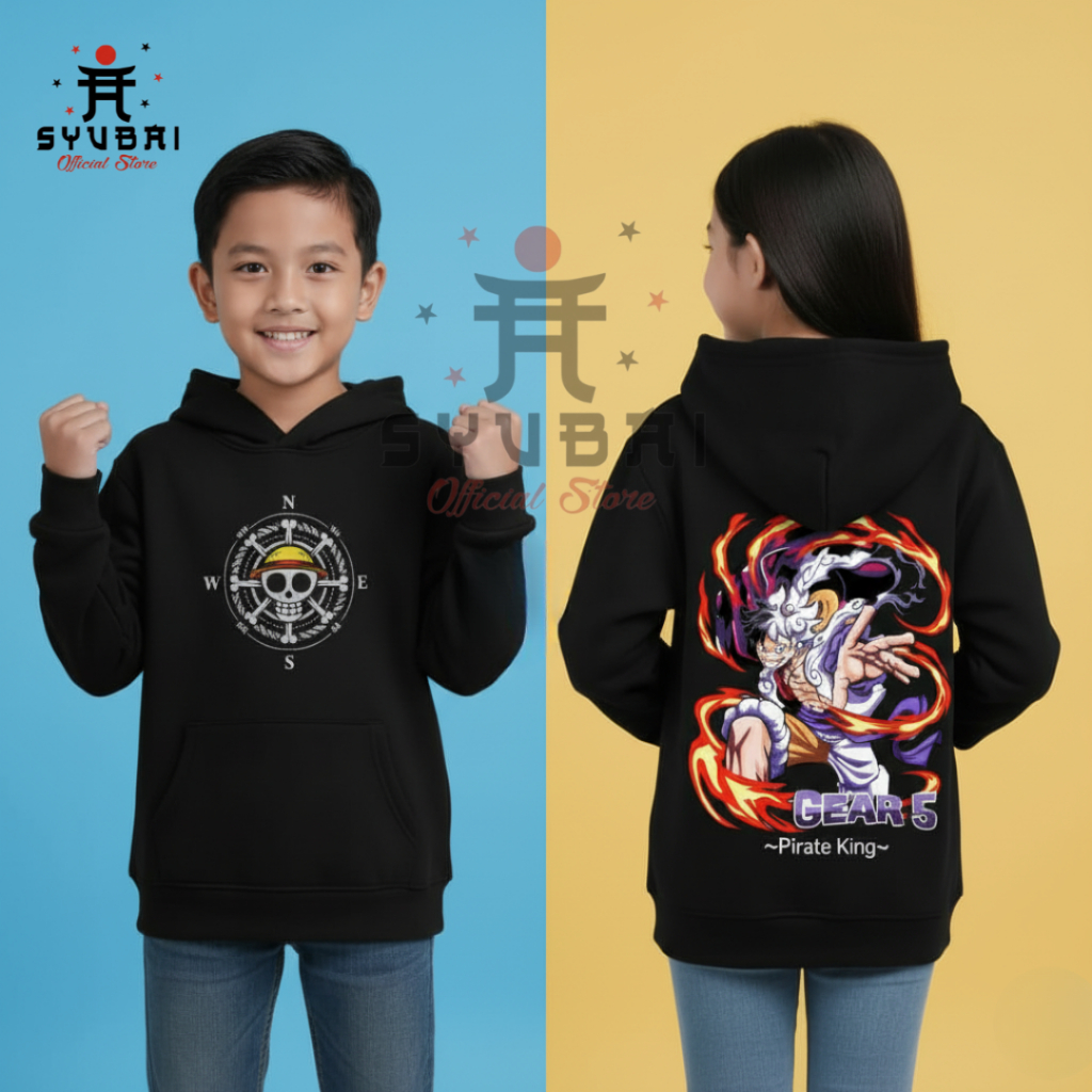 Jaket Hoodie One Piece Luffy Gear 5, Sweater Anak Laki-Laki Perempuan Unisex - Syubai Official Store