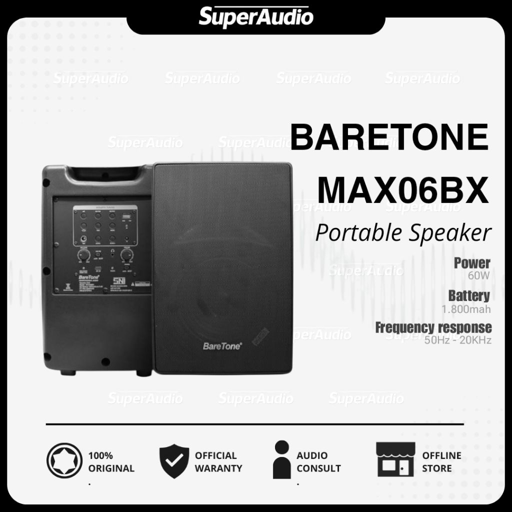 Baretone MAX06BX Speaker Portable 6 Inch
