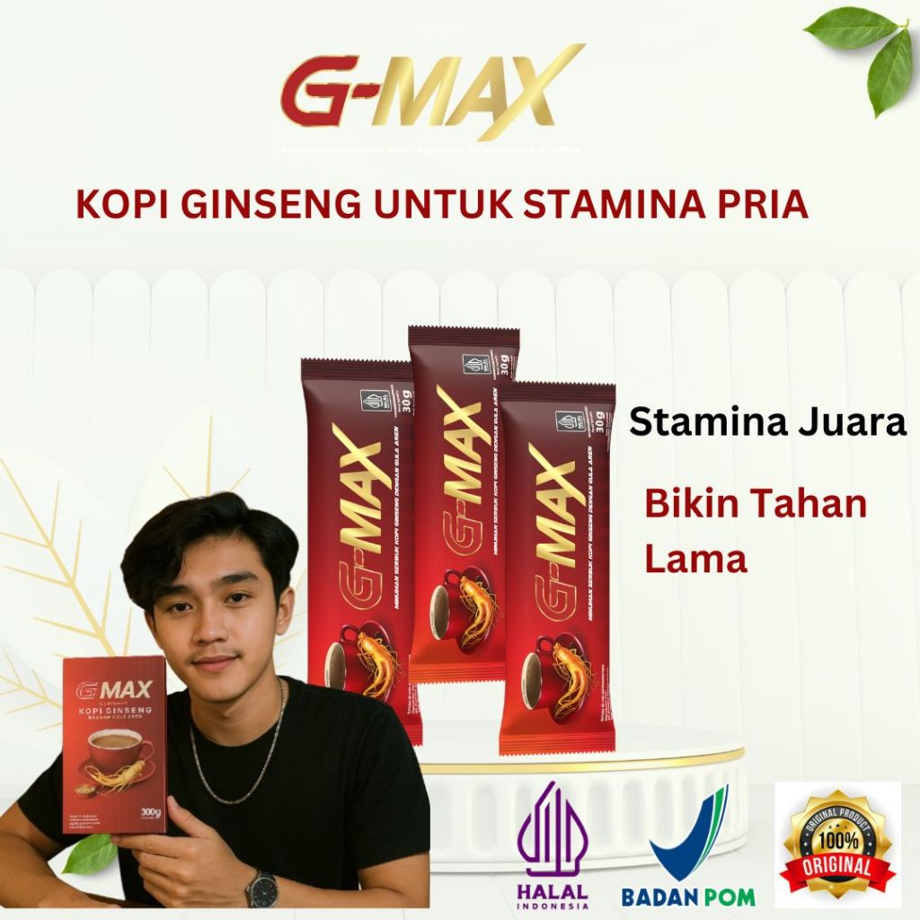 

Kopi G MAX - Minuman Energi Stamina Pria Tahan Lama dengan Xtrak ginseng (1 box 10 Sachet)
