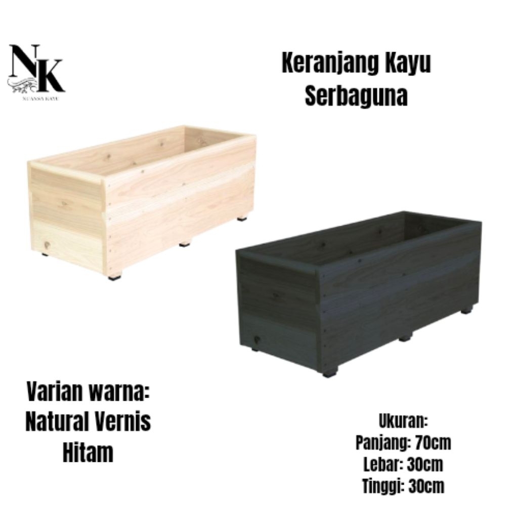 Keranjang Kayu Serbaguna/ Peti Kayu Minimalis Jati belanda