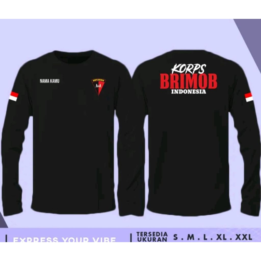 KAOS KROPS BRIMOB Lengan Panjang Hitam Baju Komunitas Polisi PriaDistro