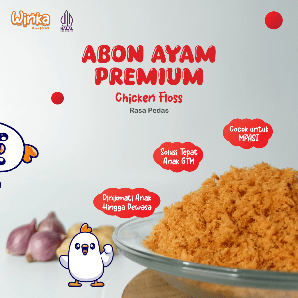 

Winka Abon AYAM 100g Premium Varian Pedas Non Pengawet Non MSG Tinggi Protein