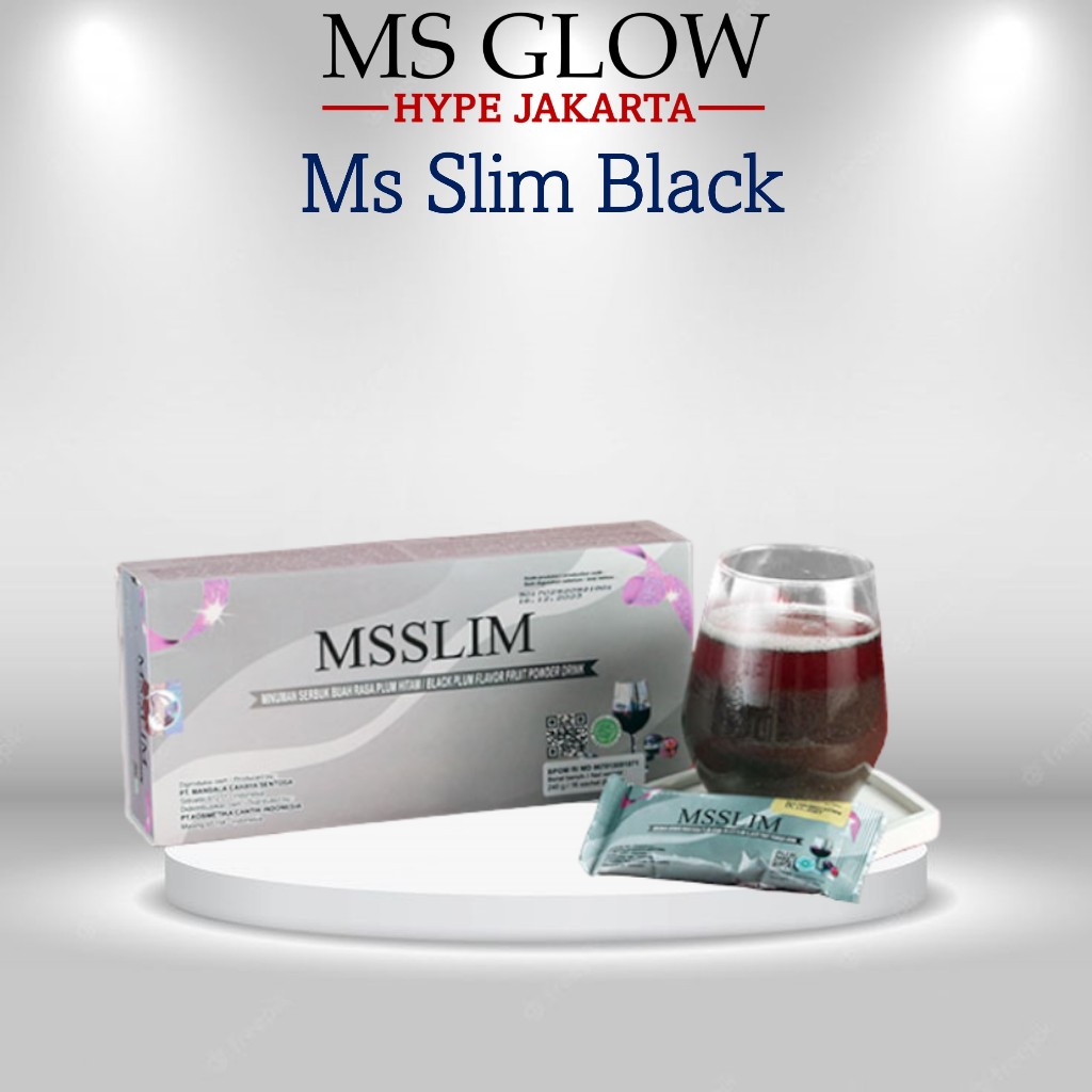 MS GLOW BEAUTY MS Slim MS Black Slimming Drink Minuman Serbuk Pelangsing Tubuh Diet Rasa Buah Plum H