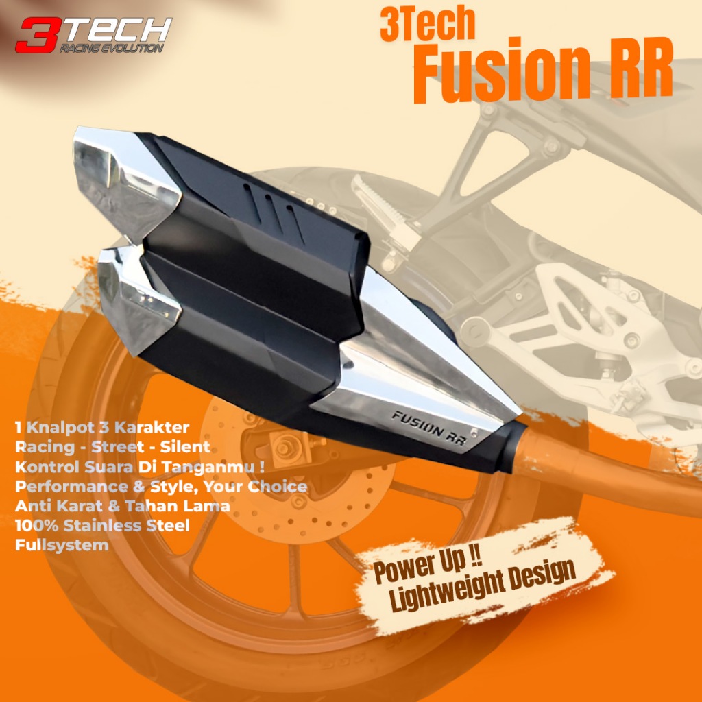 Sport & Bebek 150cc Fusion RR knalpot 3 Suara 3tech Racing Evolution GSX CBR150 R15 V3 Sonic Supra