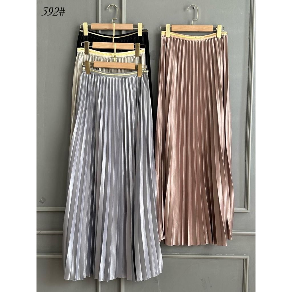 Rok prisket satin iymel / rok shiny bkk / skirt pleats bangkok