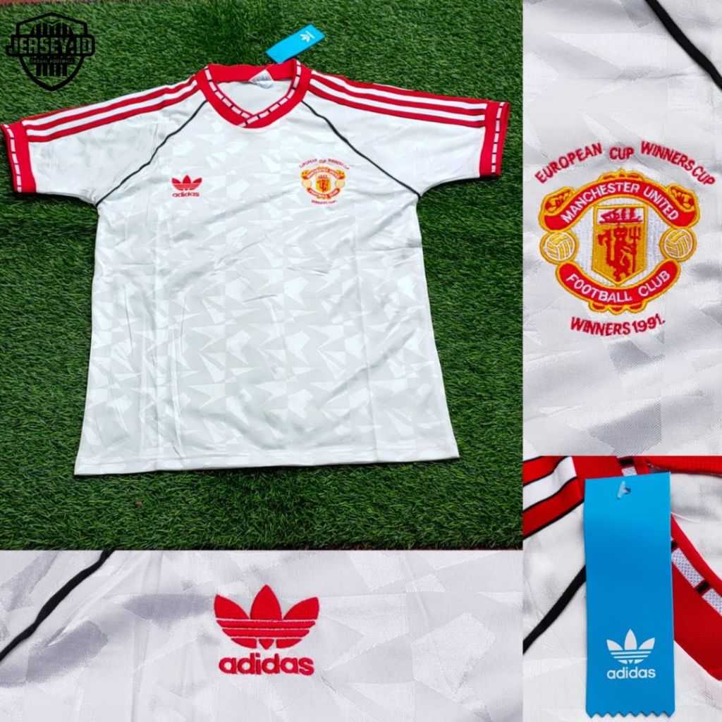 Jersey Retro Vintage Manchester United Away Putih 1990/1991