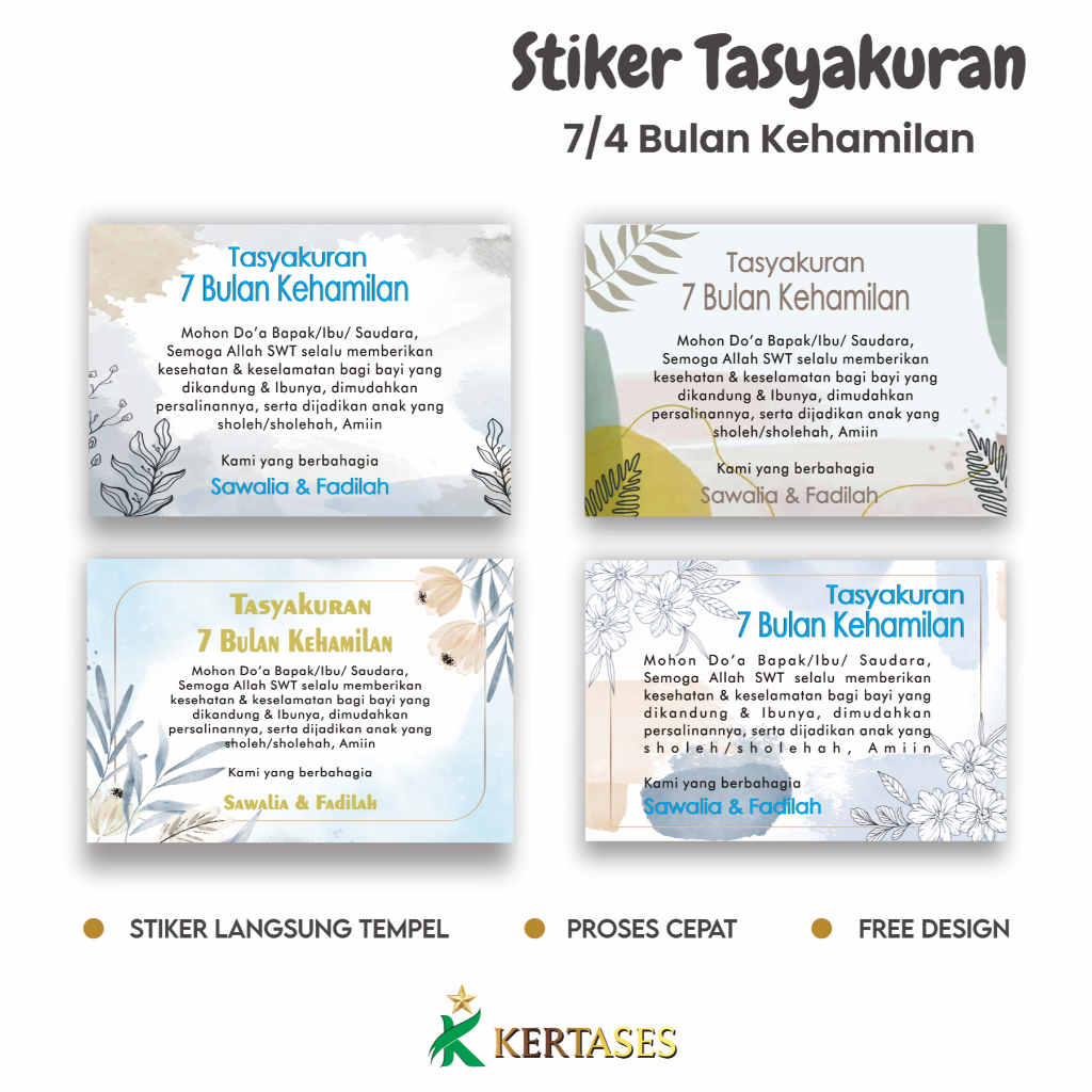 

KERTASES - Stiker Tasyakuran 4 bulanan kehamilan / tasyakuran 7 Bulanan Kehamilan / Tema Natural / stiker nasi box