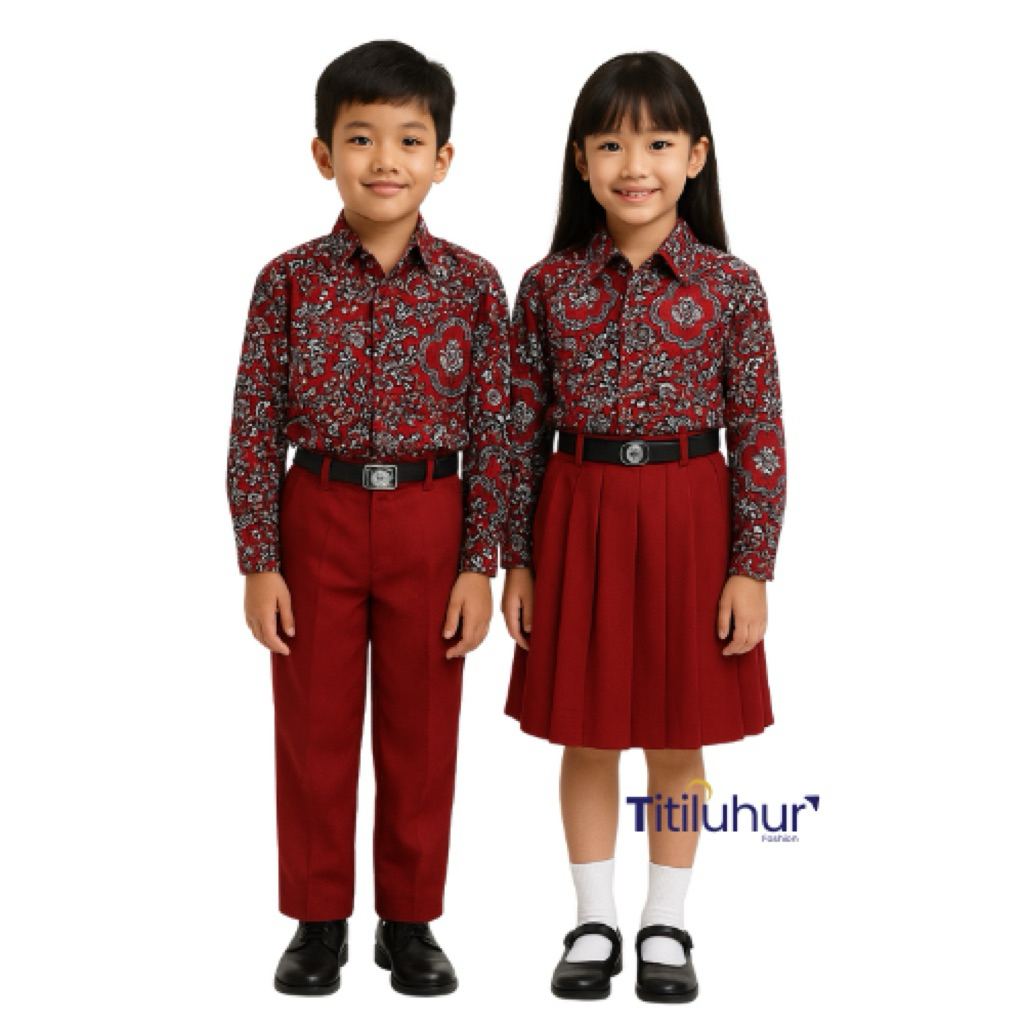 Seragam Batik Tunas Merah SD Negeri | Lengan Panjang