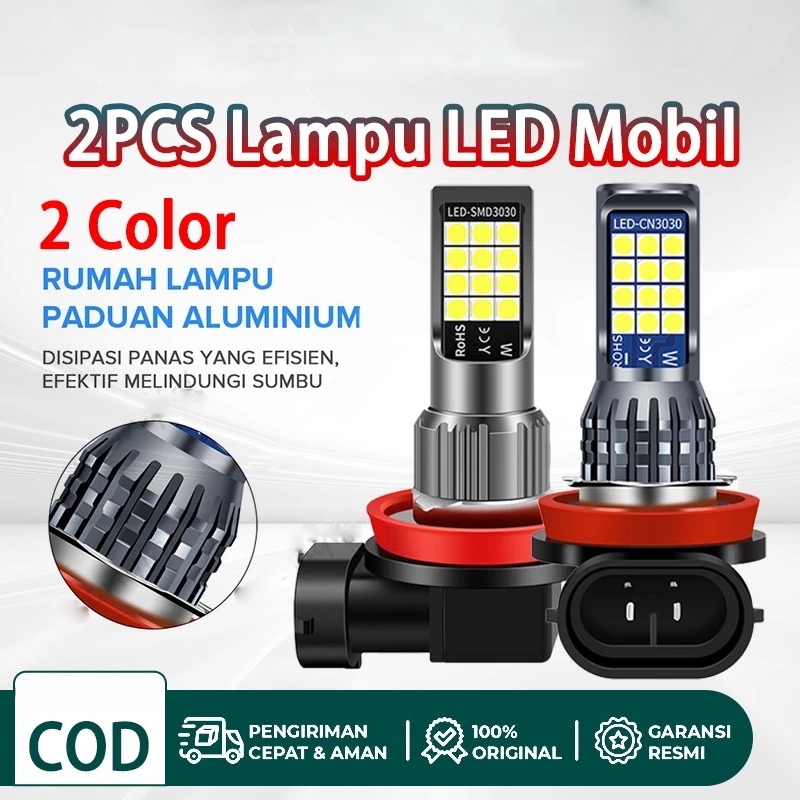 2PCS Lampu LED Mobil Super Terang Lampu LED Putih H11 Two Color 24SMD untuk Headlight / Fog lamp Mob