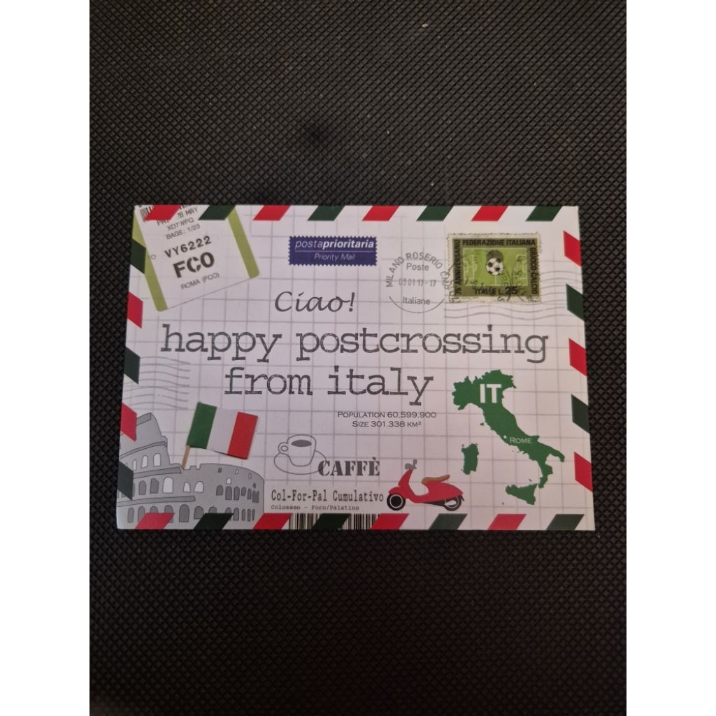 

kartu pos happy postcrossing from italia postcard