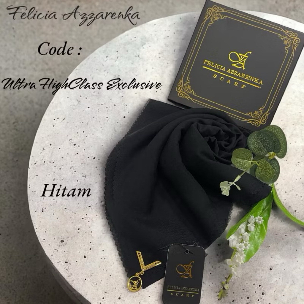 Kerudung segi empat FA hitam polosan box