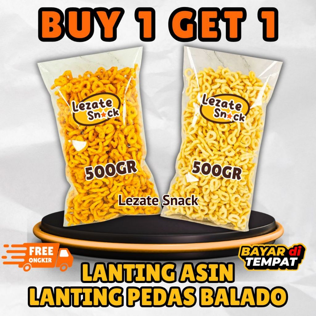 

(BUY 1 GET 1) Keripik Lanting Bawang 500gr Gratis Keripik Lanting Singkong Pedas Balado 500gr