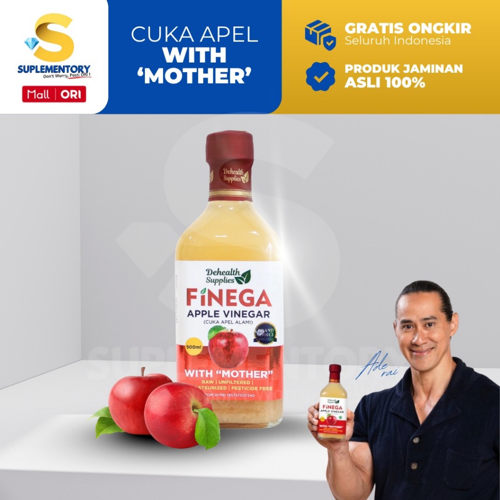 (INSTANT SAJA) Cuka Apel FINEGA by Ade Rai 500ml