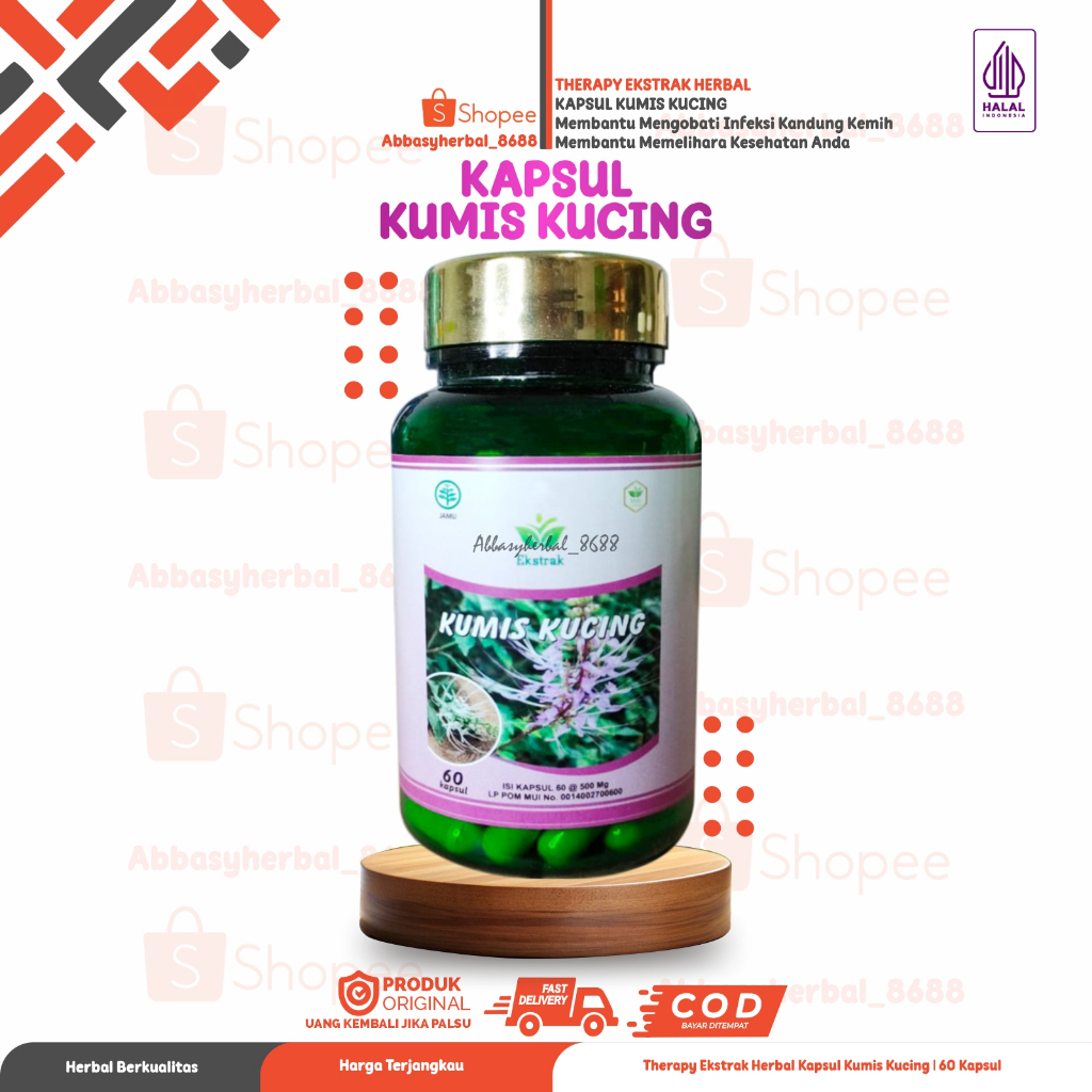 Abbasy Herbal_Kapsul Kumis Kucing Therapy Ekstrakt Herbal isi 60 Kapsul