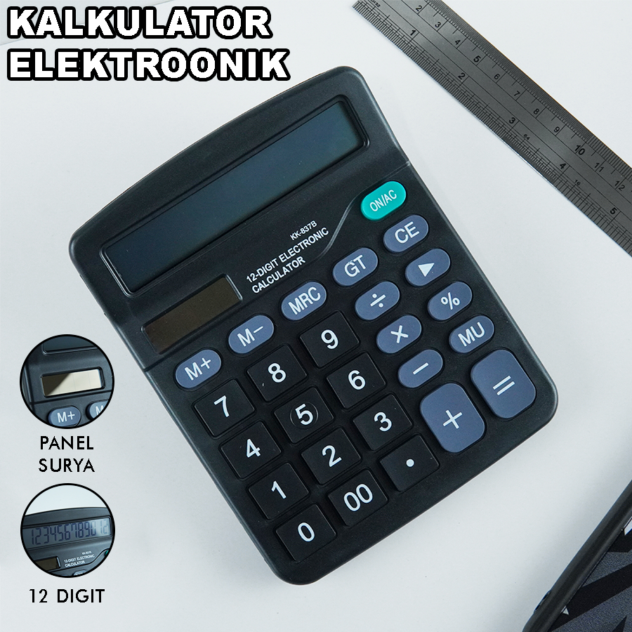 

Kalkulator Elektronik 12 Digit Baterai AA Dan Panel Surya Matahari Multifungsi CA-0904